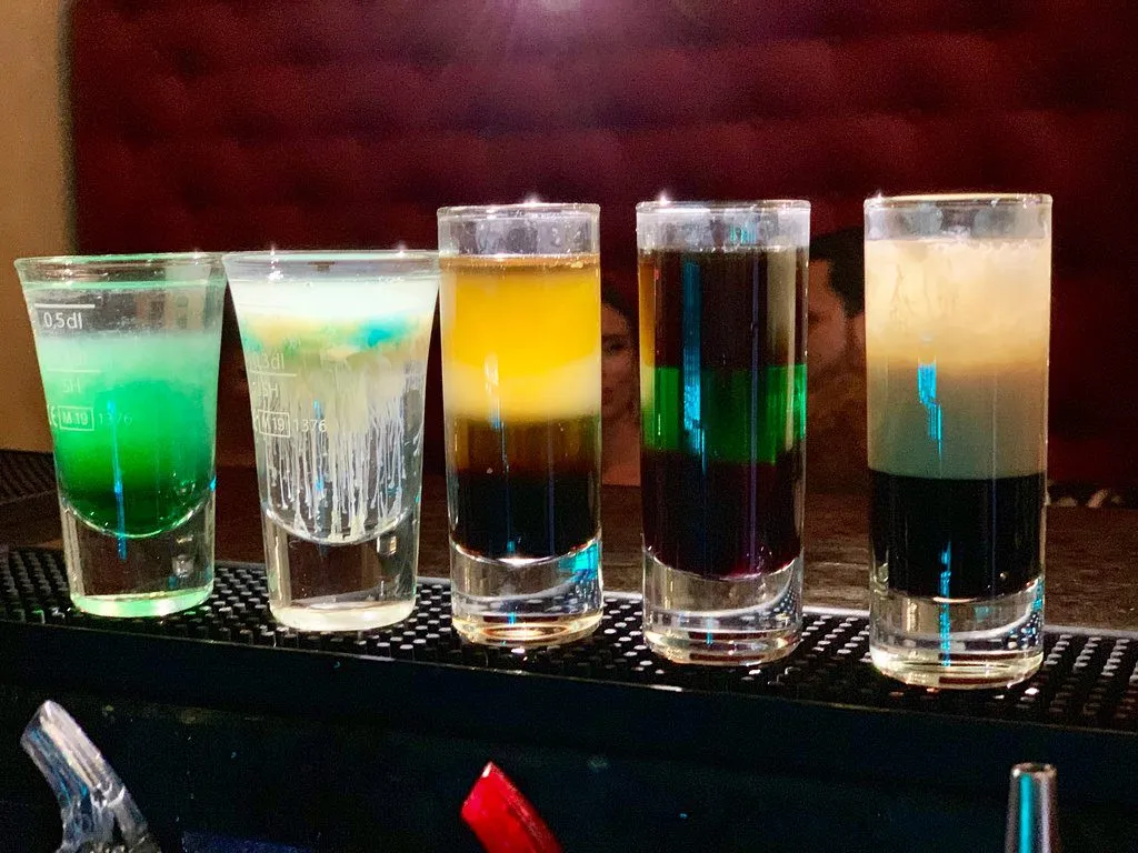 Colorful glasses with drinks