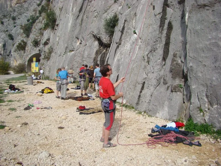 Rock climbing split